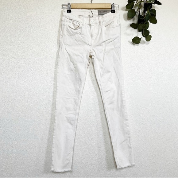 All Saints- Mast Fray Off White Skinny Jeans Size 26 - Picture 3 of 8